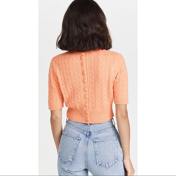 New JoosTricot cable knit crop virgin wool sweater in apricot • Medium - Picture 3 of 9
